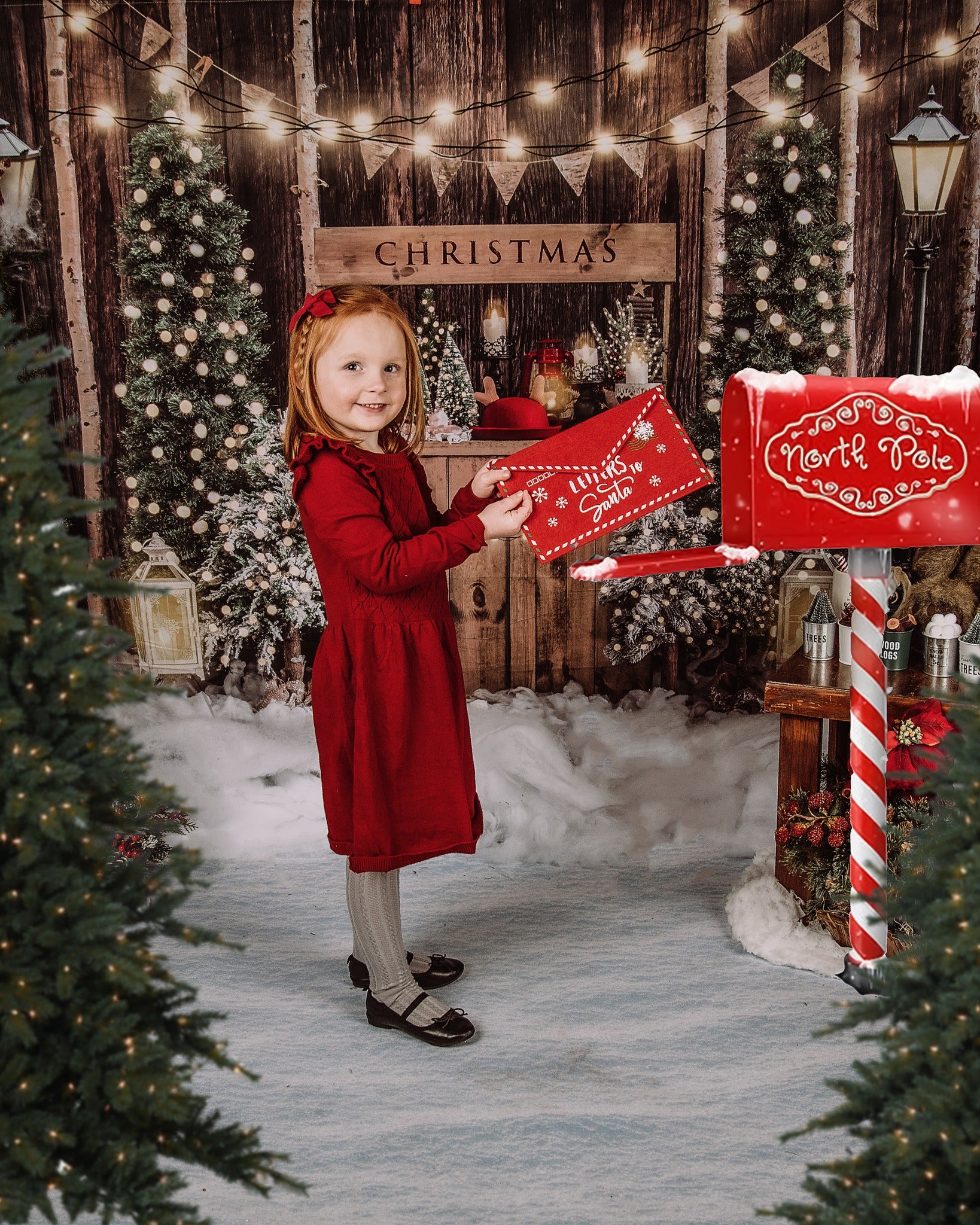 Kate Weihnachten Winter Hintergrund Holz Schnee  von Emetselch - Kate Backdrop.de