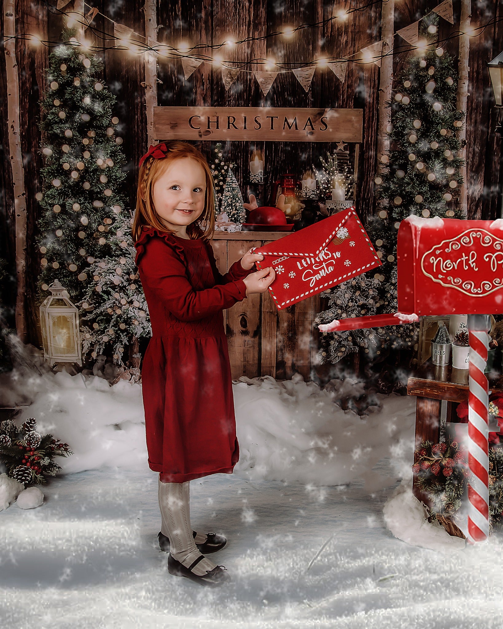 Kate Weihnachten Winter Hintergrund Holz Schnee  von Emetselch - Kate Backdrop.de