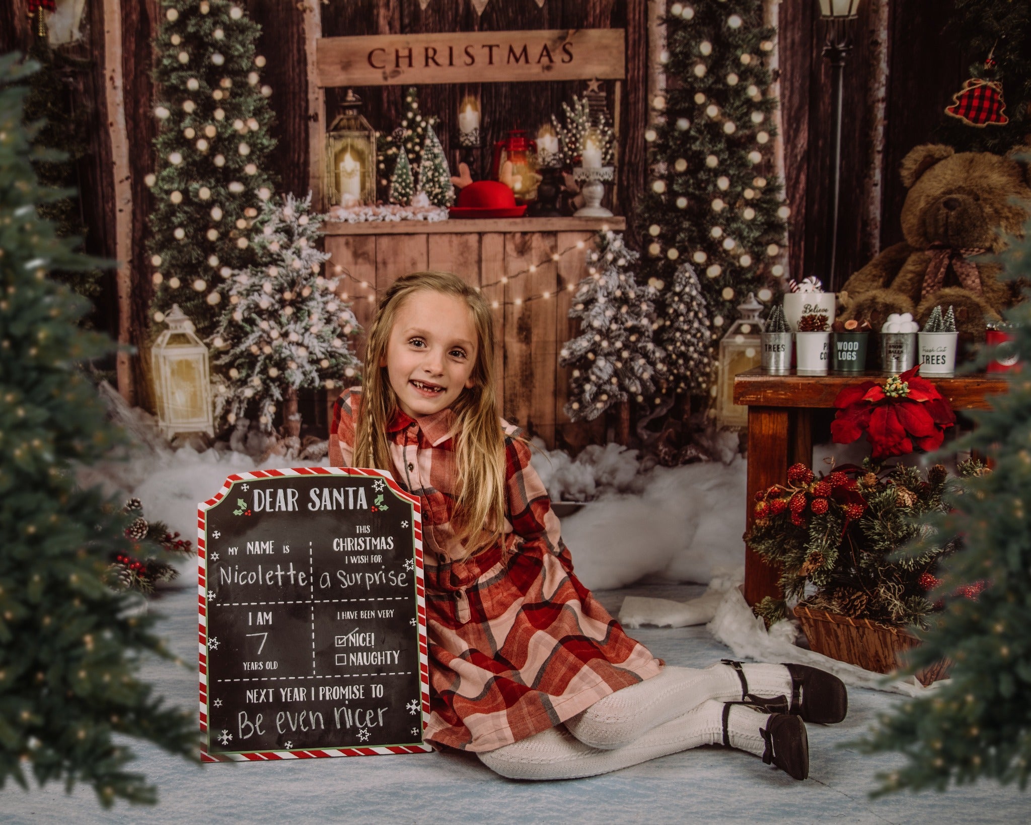 Kate Weihnachten Winter Hintergrund Holz Schnee  von Emetselch - Kate Backdrop.de