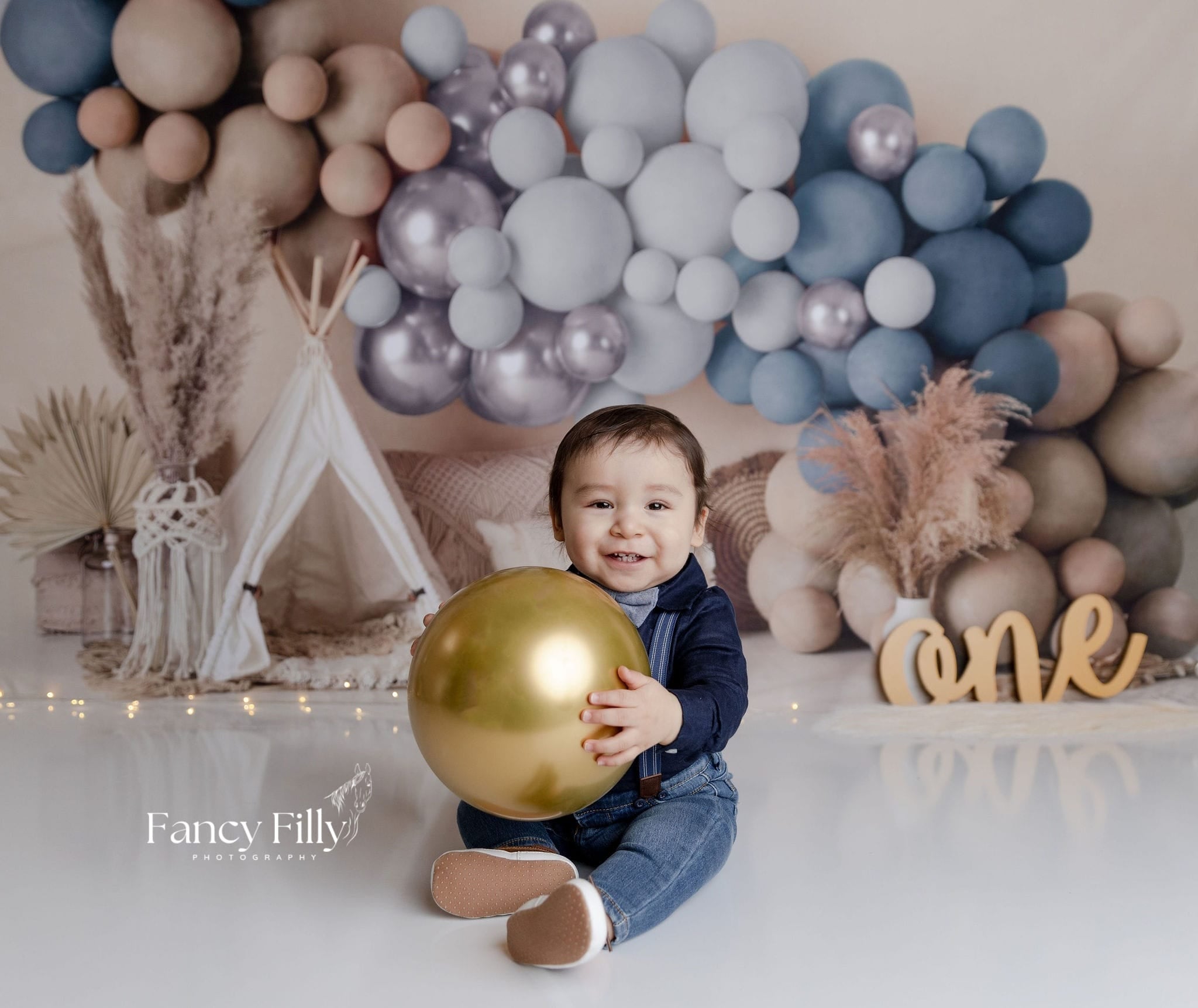 Kate Boho Ballons Zelt Hintergrund blau von Mandy Ringe Photography - Kate Backdrop.de