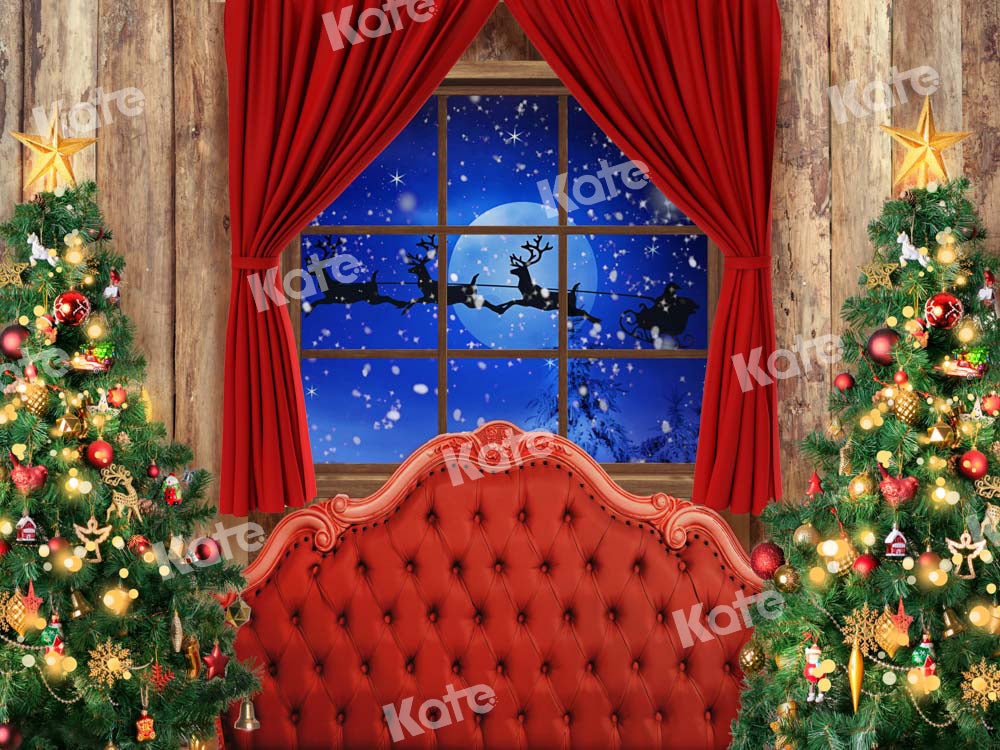 Kate Weihnachten Hintergrund Rot Kopfteil Fenster von Chain Photography - Kate Backdrop.de