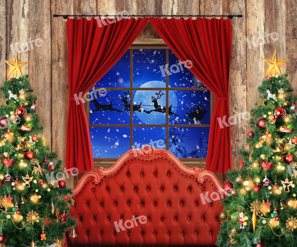 Kate Weihnachten Hintergrund Rot Kopfteil Fenster von Chain Photography - Kate Backdrop.de