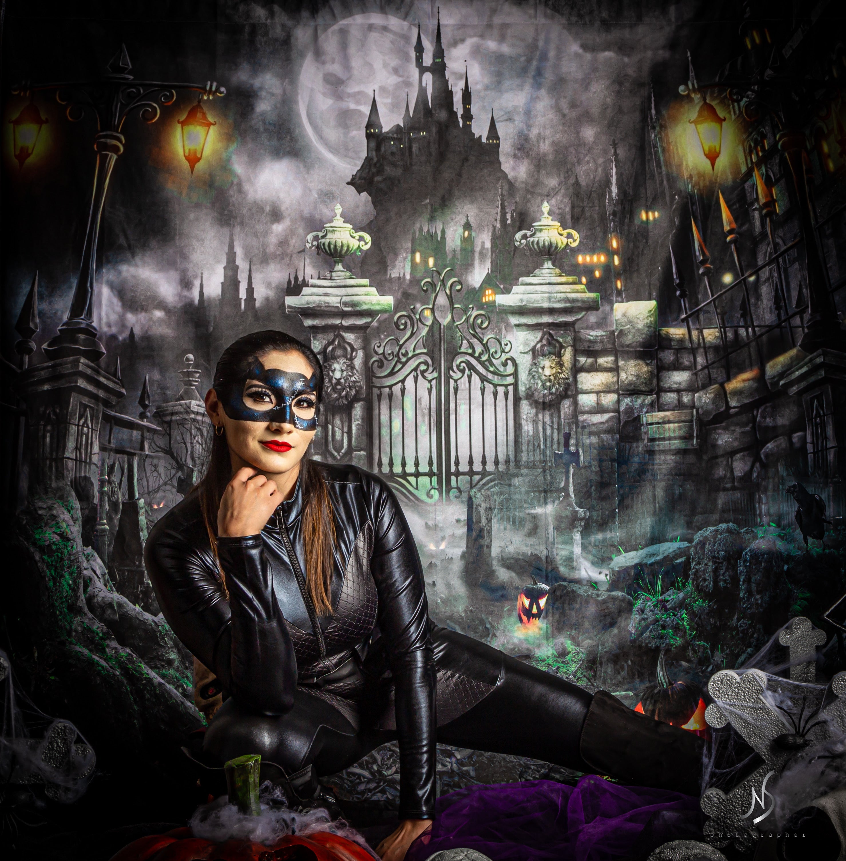 Kate Halloween Hintergrund Nacht Schloss für Fotografie - Kate Backdrop.de