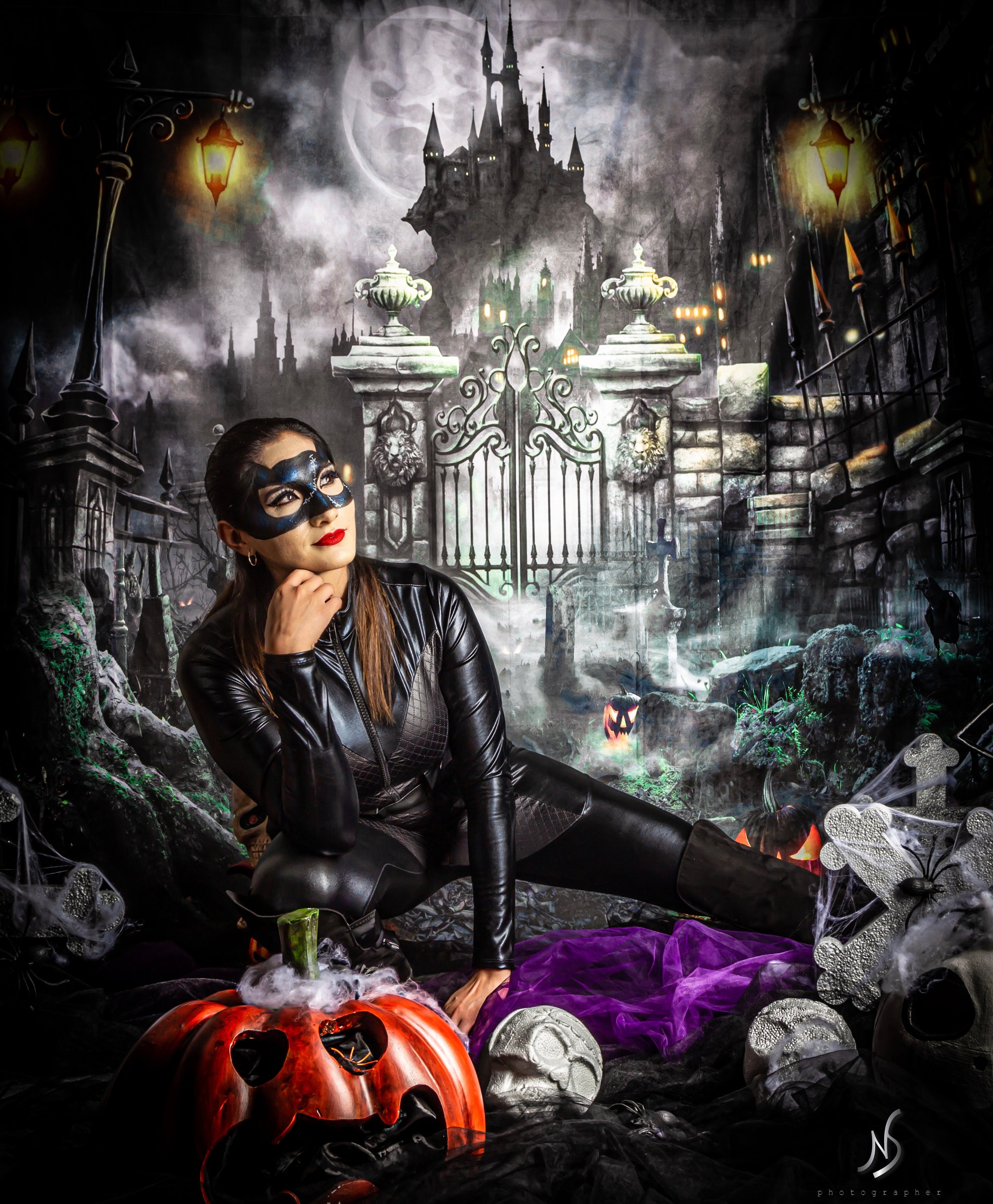 Kate Halloween Hintergrund Nacht Schloss für Fotografie - Kate Backdrop.de