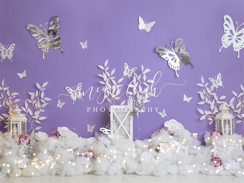 Kate Eisig Schmetterling Violett Hintergrund Winter von Megan Leigh Photography