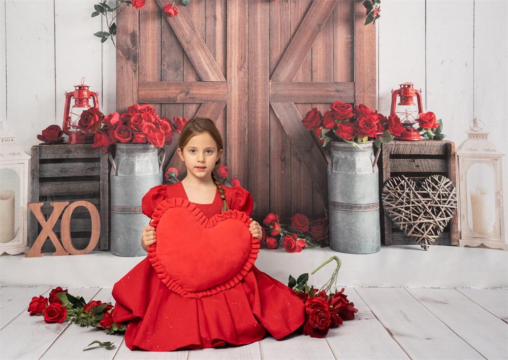 Kate Valentinstag Scheune Tür Rose Hintergrund für die Fotografie