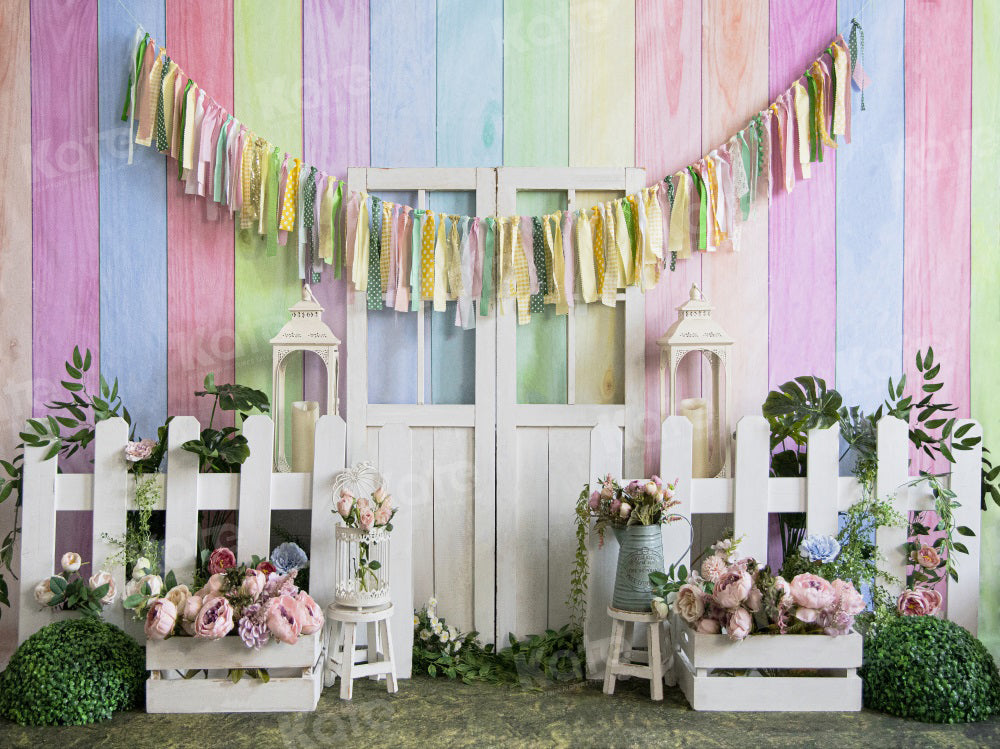 Kate Spring Garden Bunte Holzkulisse für Fotografie