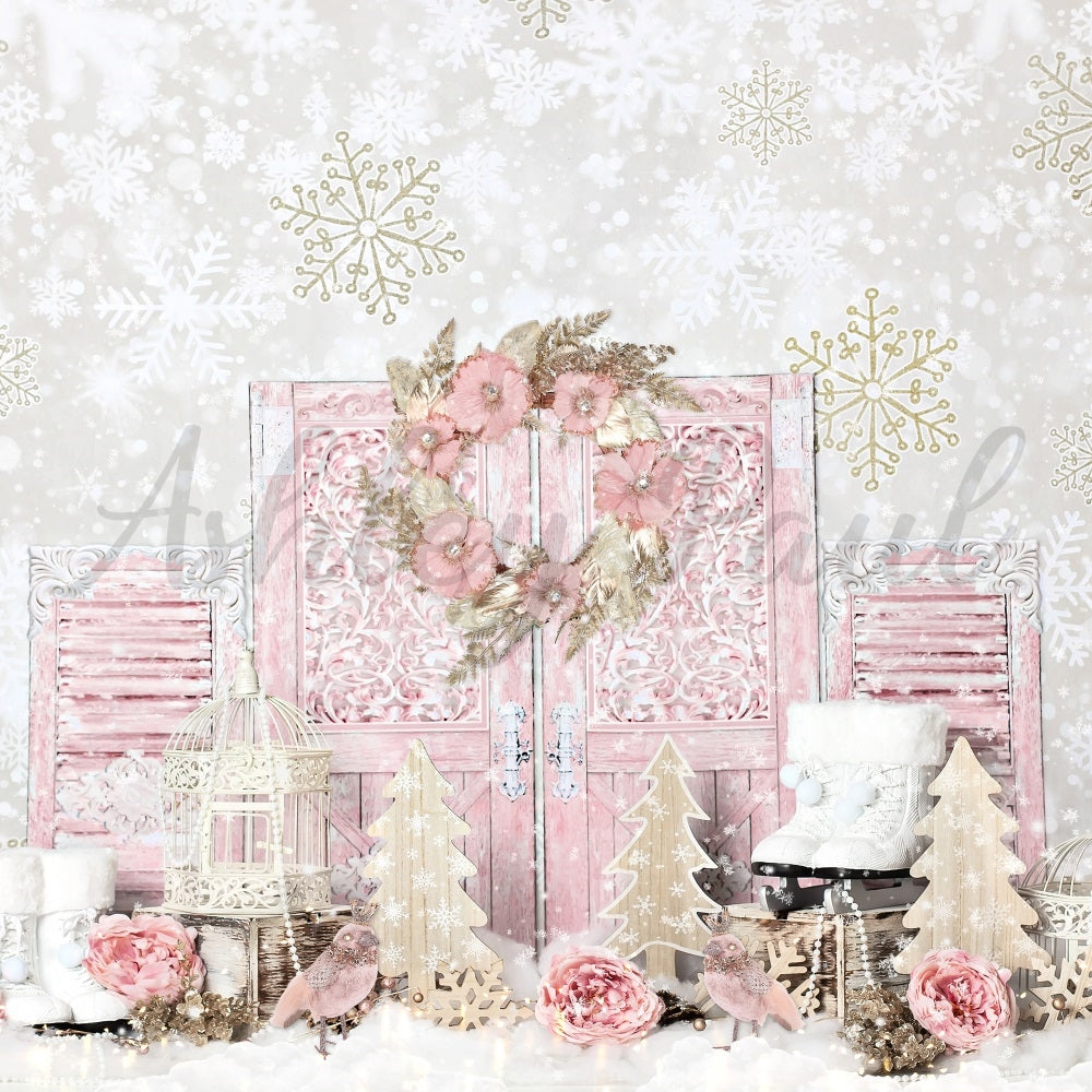 Kate Shabby Pink Winter Hintergrund von Ashley Paul