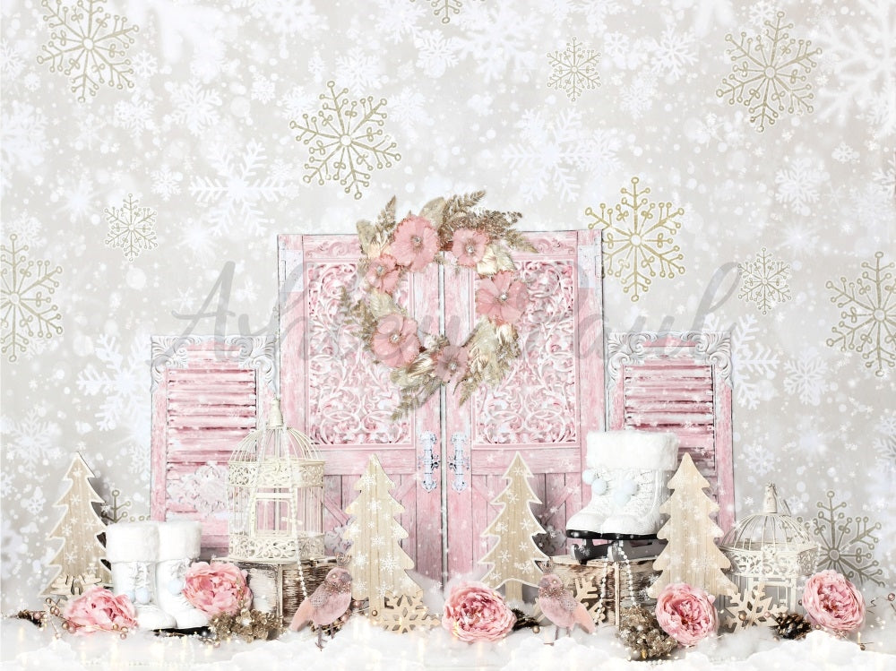 Kate Shabby Pink Winter Hintergrund von Ashley Paul