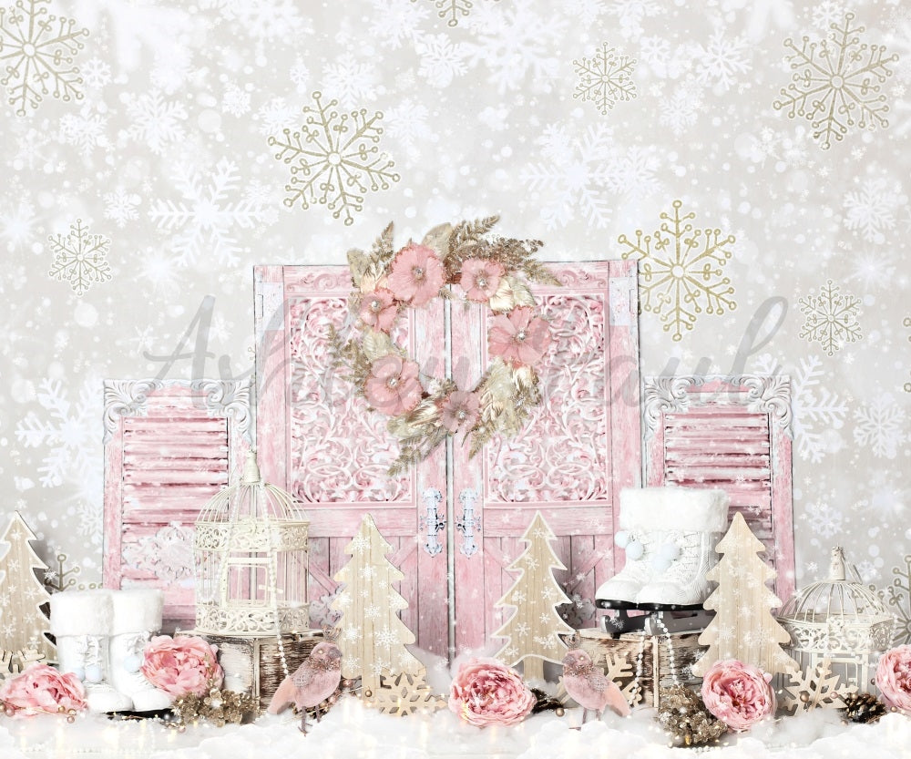 Kate Shabby Pink Winter Hintergrund von Ashley Paul