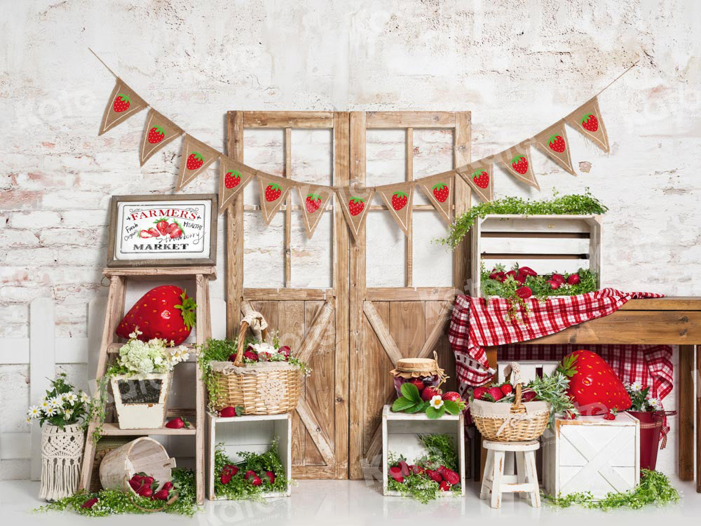 Kate Frühling/Sommer Erdbeermarkt Hintergrund von Emetselch