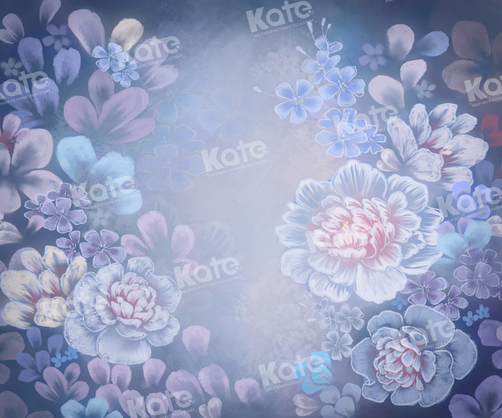 Kate Fine Art Floral Blauer Hintergrund von GQ
