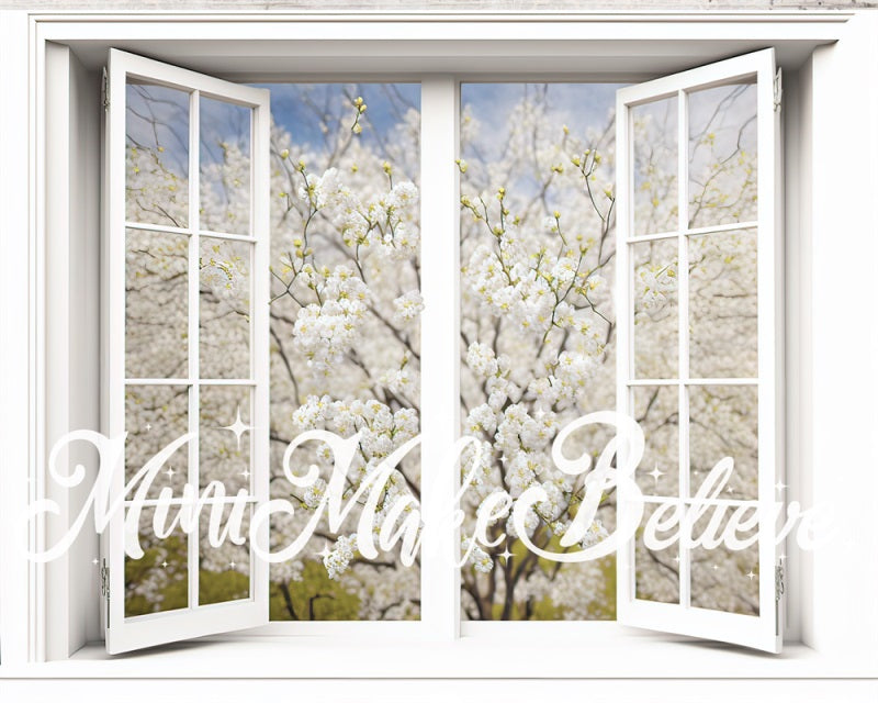 Kate Frühling Fenster weiße Blüte Baum Mütter Tag Hintergrund von Mini MakeBelieve