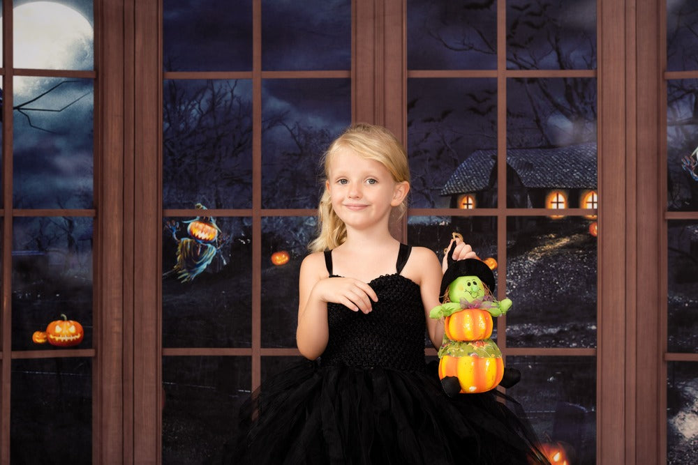 Kate Holz Fenster Halloween Hintergrund  von Chain Photography - Kate Backdrop.de