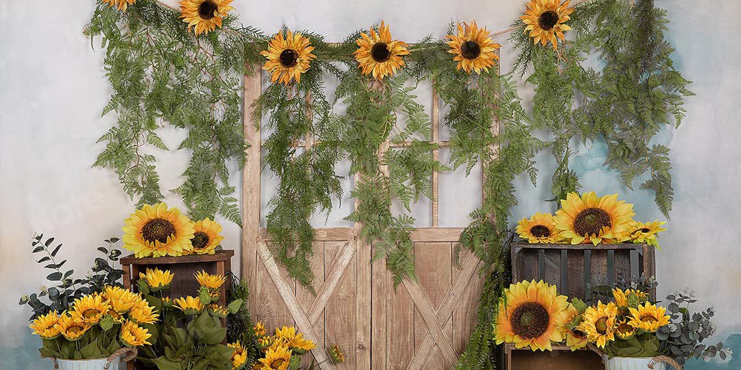 Kate Frühling Sonnenblumen Reben Tür Hintergrund Entworfen von Emetselch - Kate Backdrop.de