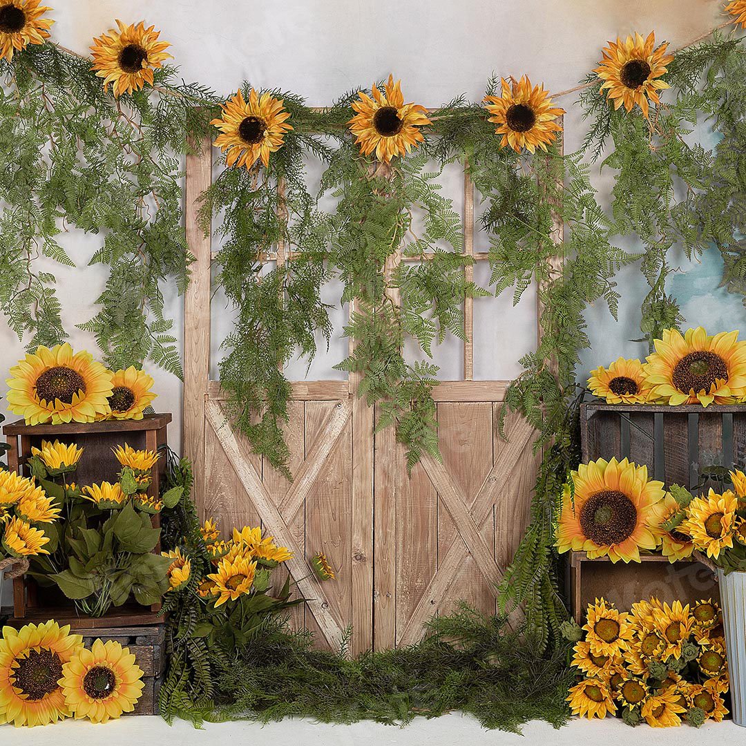 Kate Frühling Sonnenblumen Reben Tür Hintergrund Entworfen von Emetselch - Kate Backdrop.de