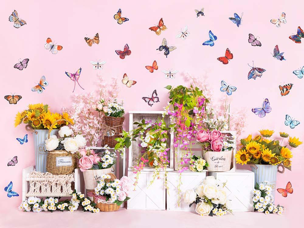 Kate Frühling Blumen Schmetterling Wand Hintergrund von Emetselch - Kate Backdrop.de