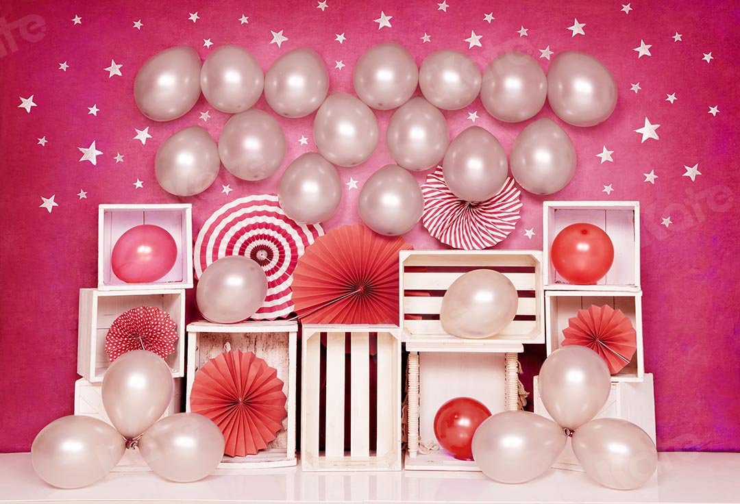 Kate Cake Smash rosa Luftballons Mädchen Party Geburtstag Hintergrund  von Emetselch - Kate Backdrop.de