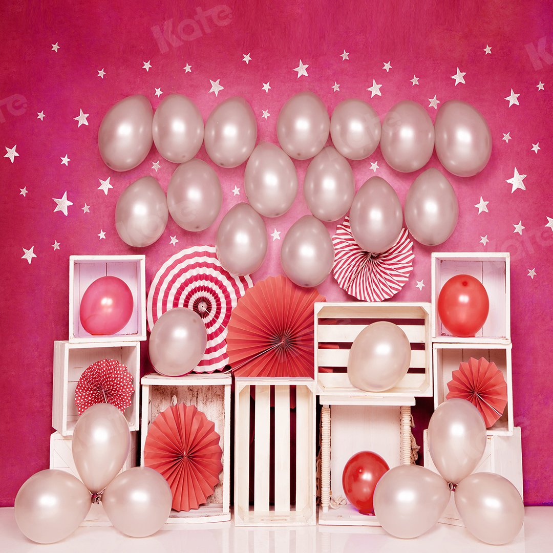 Kate Cake Smash rosa Luftballons Mädchen Party Geburtstag Hintergrund  von Emetselch - Kate Backdrop.de