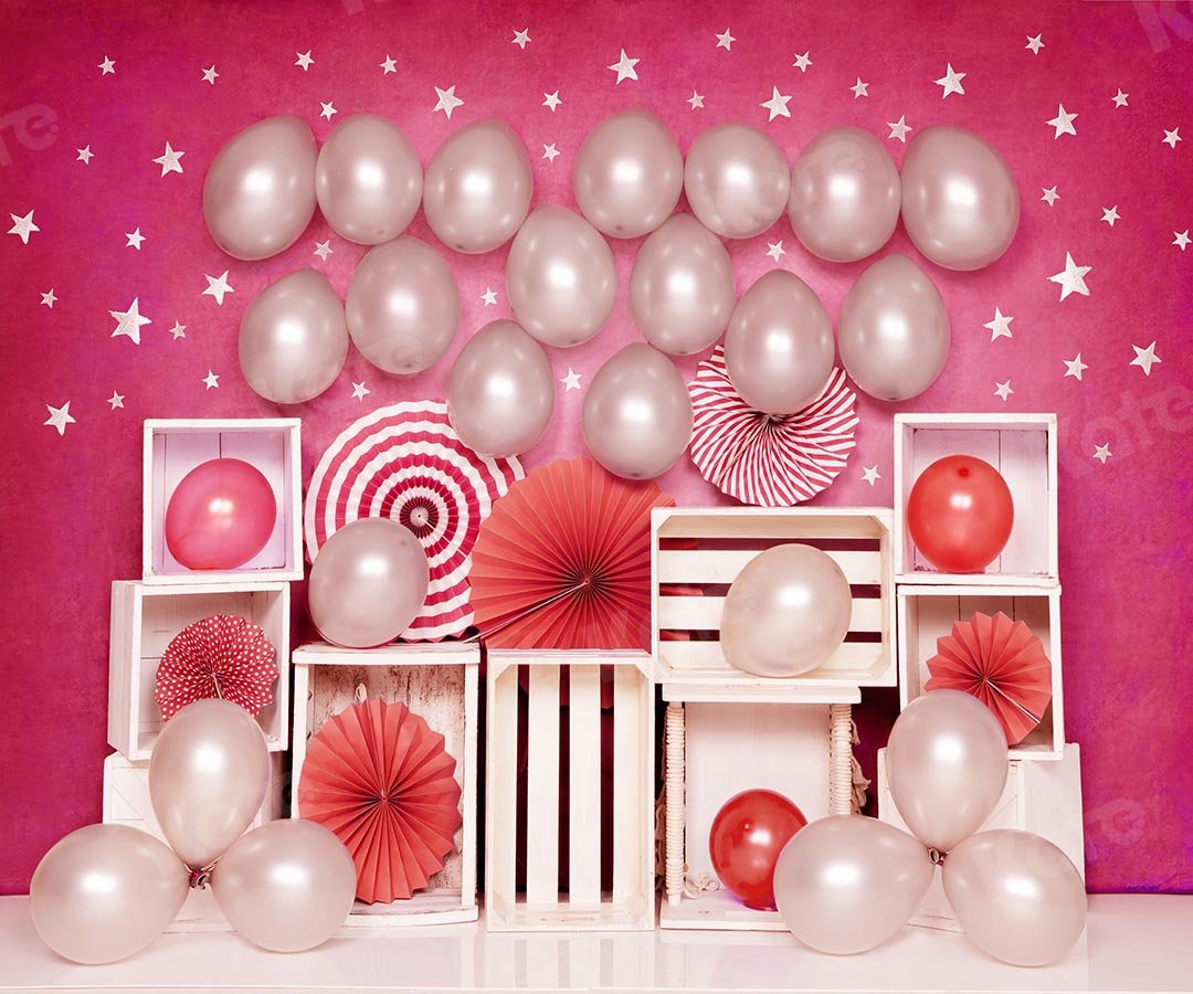 Kate Cake Smash rosa Luftballons Mädchen Party Geburtstag Hintergrund  von Emetselch - Kate Backdrop.de