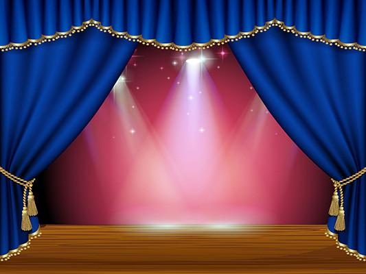 Katebackdrop：Kate Blue Curtain Stage Red Background Light Backdrop