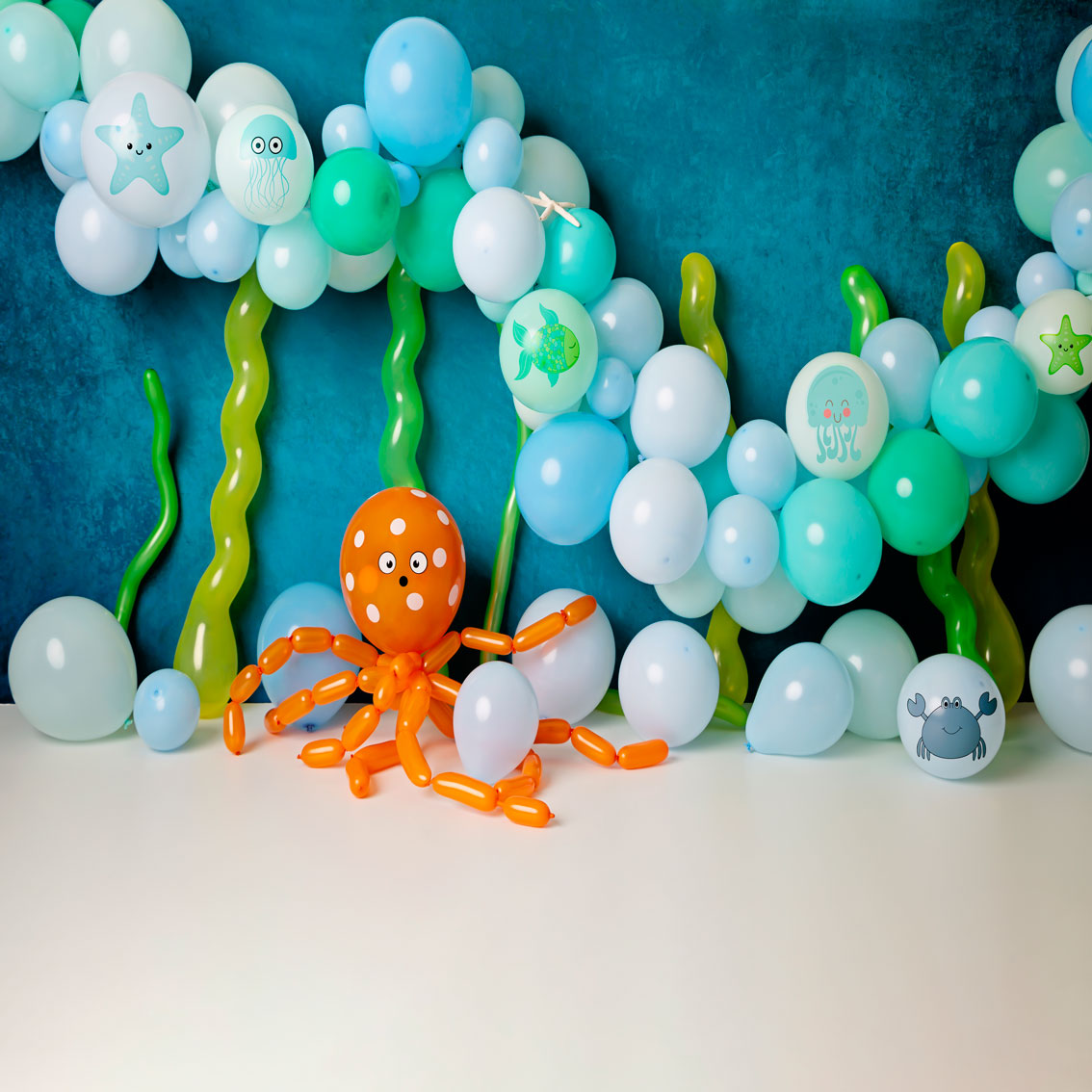 Kate Geburtstagstorte Smash Luftballons mit Muster unter dem Meer Kinder Hintergrund von Kerry Anderson - Kate Backdrop.de