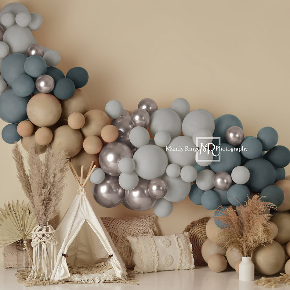 Kate Boho Ballons Zelt Hintergrund blau von Mandy Ringe Photography - Kate Backdrop.de