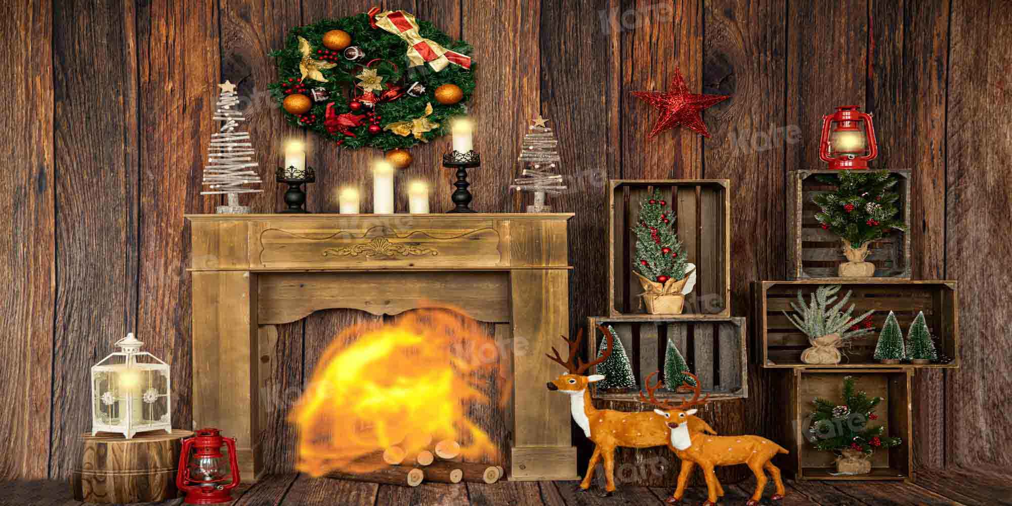 Kate Weihnachten Kamin Hintergrund Holz Haus von Emetselch - Kate Backdrop.de